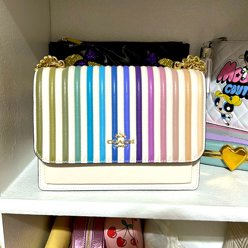 Leather coach rainbow crossbody